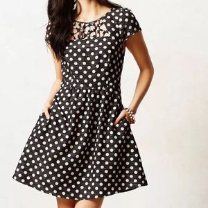 Anthropologie Black and White polka dot dress